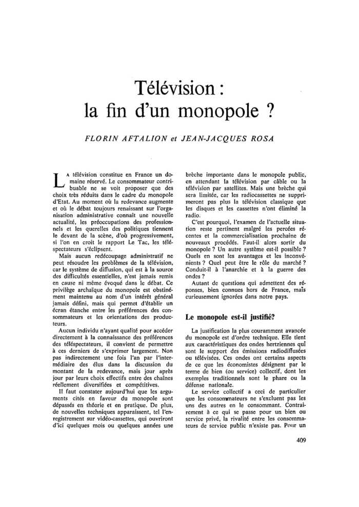 Télévision : la fin d’un monopole ?
 – page 1