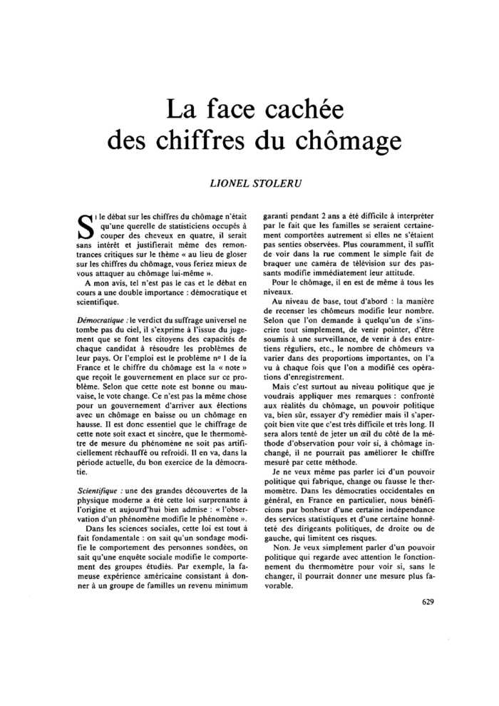 La face cachée des chiffres du chômage
 – page 1