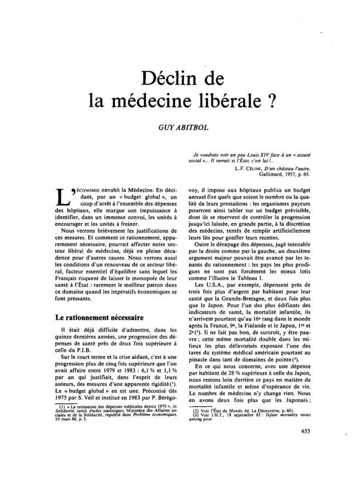 Déclin de la médecine libérale ?
 – page 1