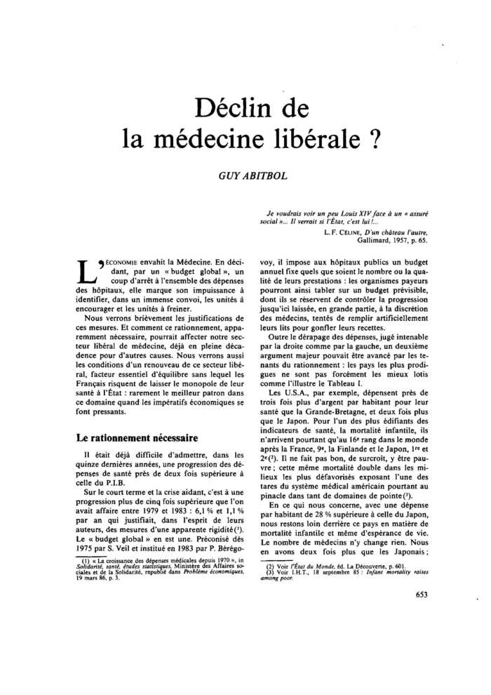 Déclin de la médecine libérale ?
 – page 1