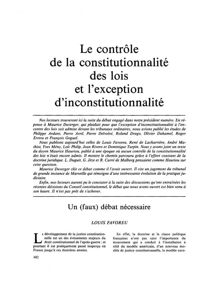 Un (faux) débat nécessaire
 – page 1
