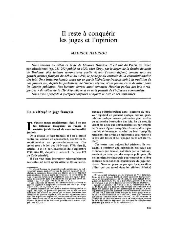 Il reste à conquérir les juges et l’opinion
 – page 1