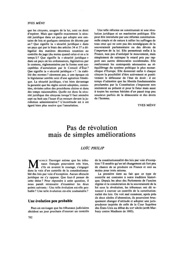 Pas de révolution mais de simples améliorations
 – page 1