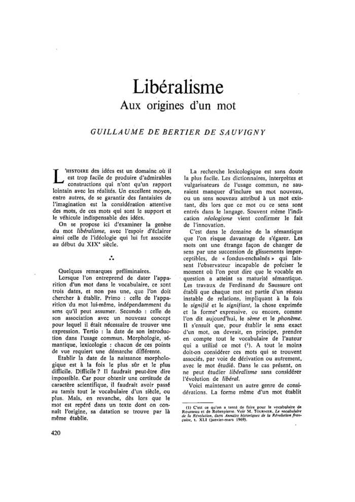 <i>Libéralisme</i> : aux origines d’un mot
 – page 1