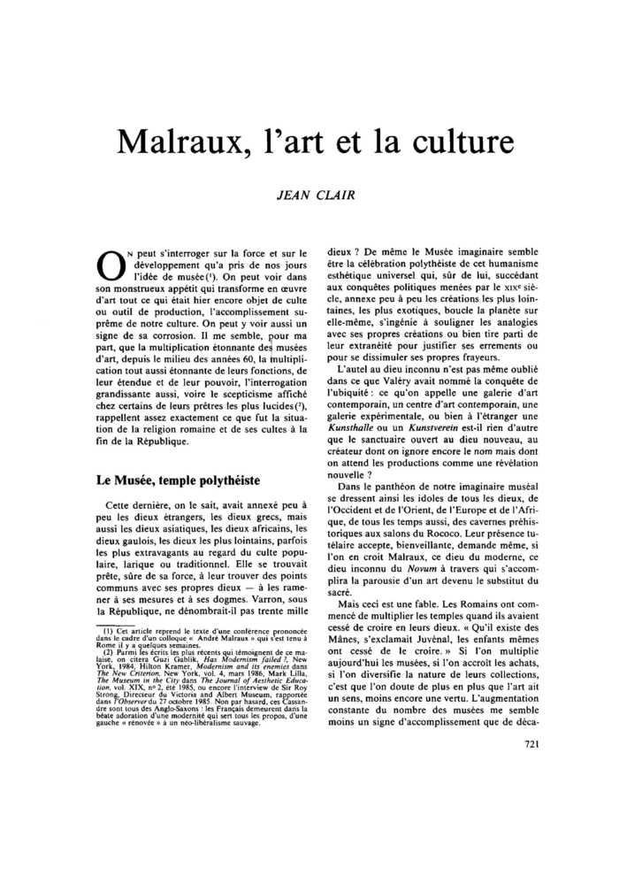 Malraux, l’art et la culture
 – page 1