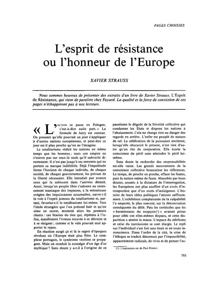 L’esprit de résistance ou l’honneur de l’Europe
 – page 1