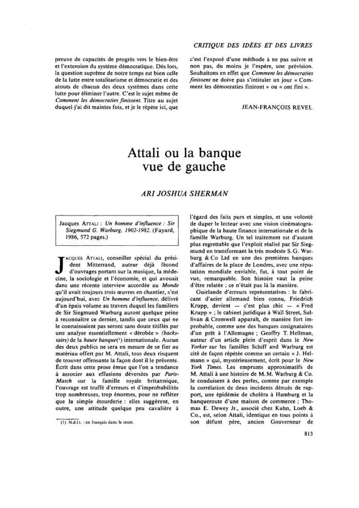 Attali ou la banque vue de gauche
 – page 1