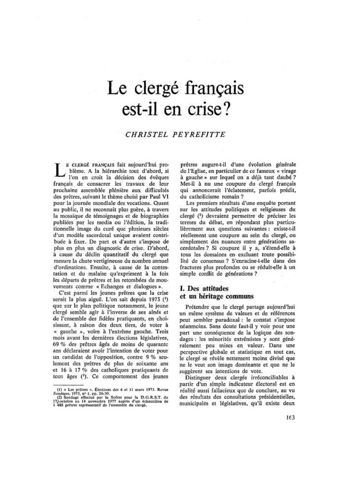 Le clergé français est-il en crise ?
 – page 1