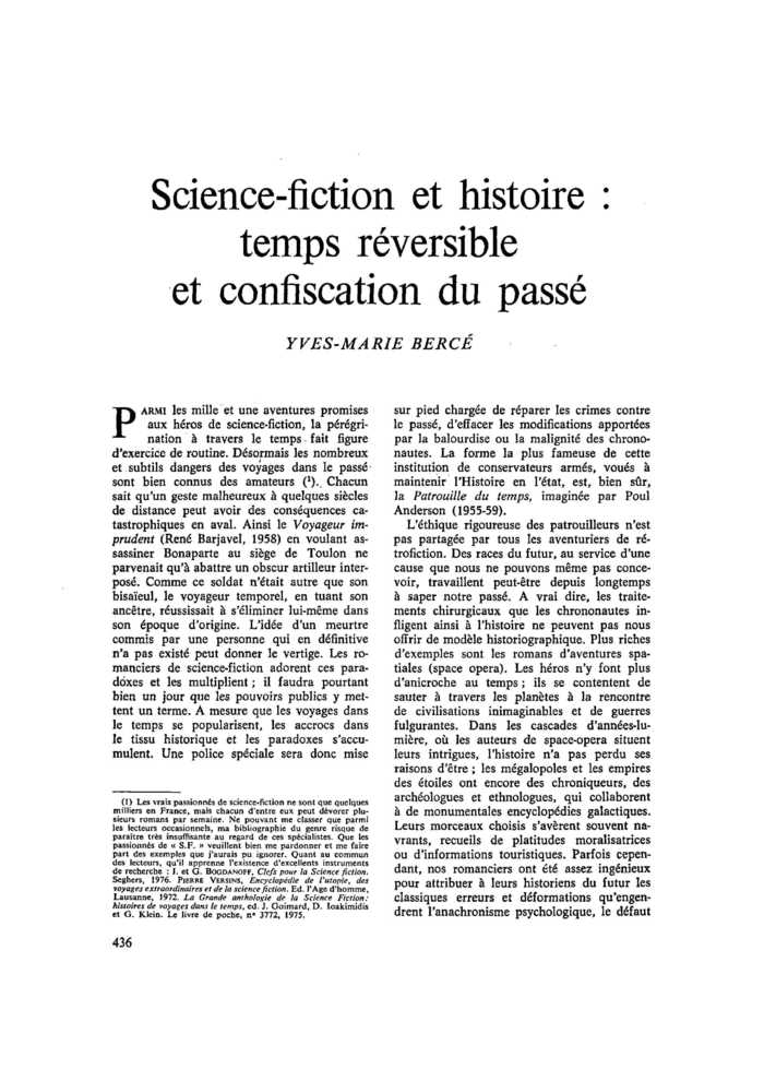 Science-fiction et histoire : temps réversible et confiscation du passé
 – page 1