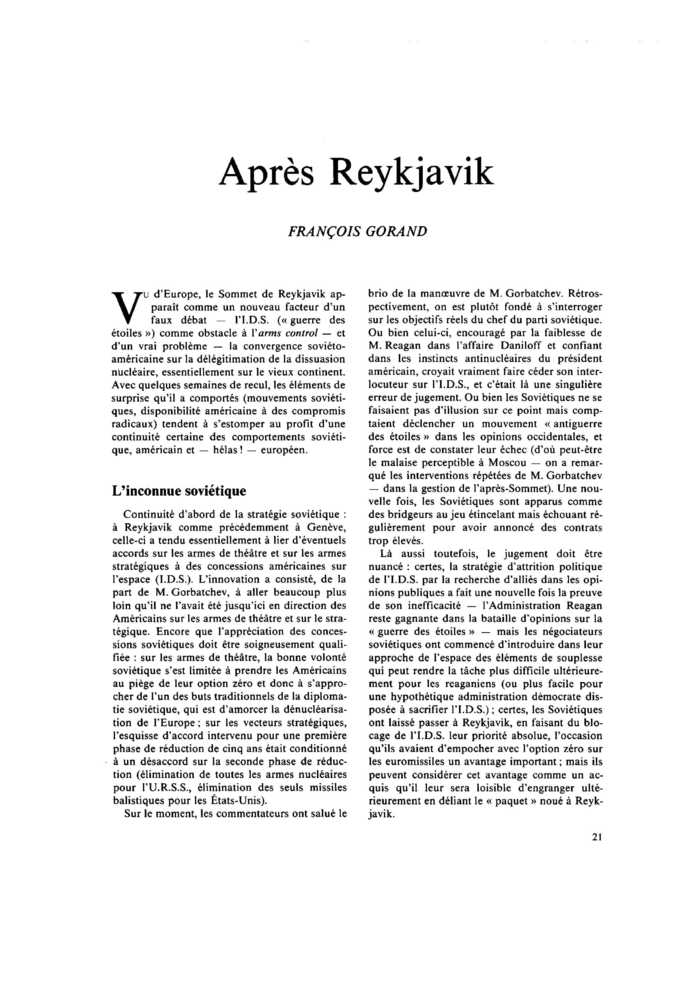 Après Reykjavik
 – page 1