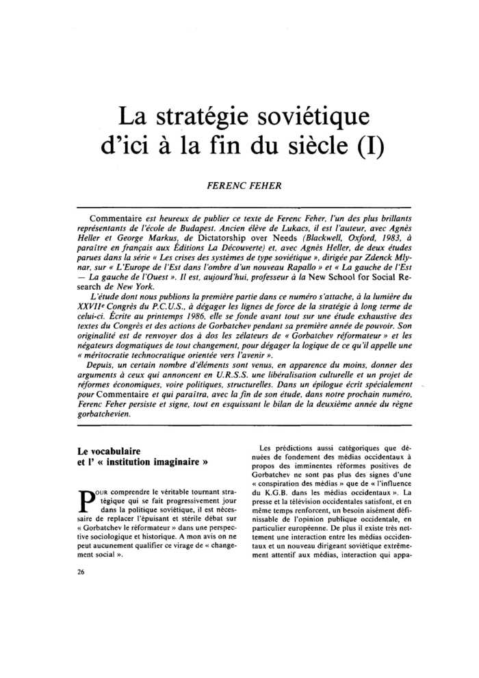 La stratégie soviétique d’ici à la fin du siècle (I)
 – page 1