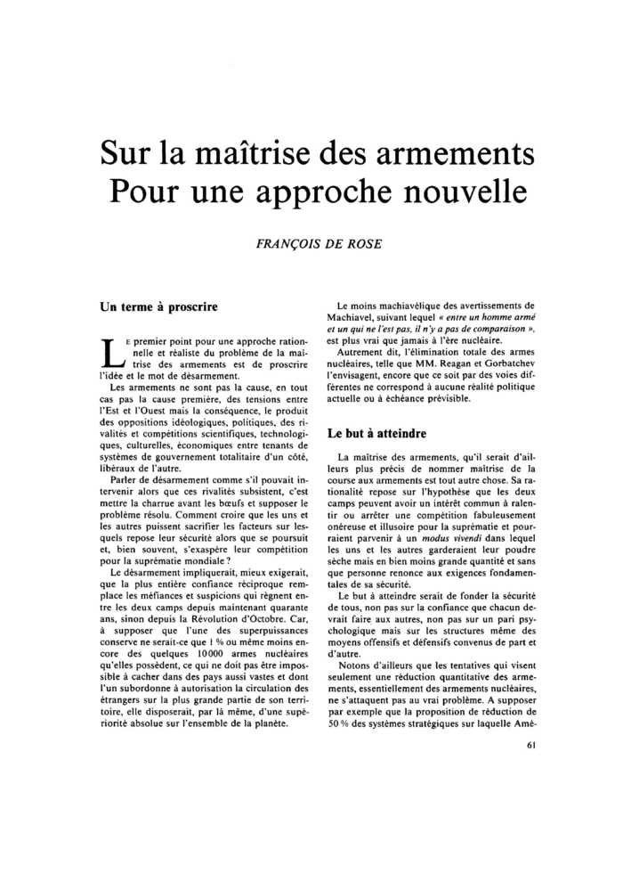 Sur la maîtrise des armements. Pour une approche nouvelle
 – page 1