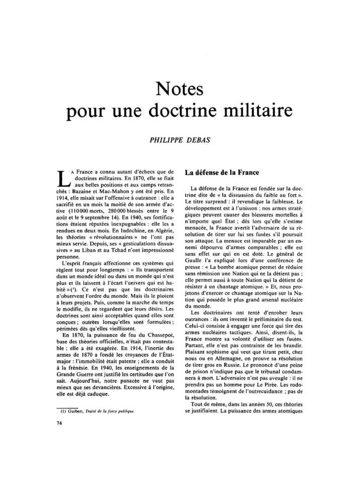 Notes pour une doctrine militaire
 – page 1