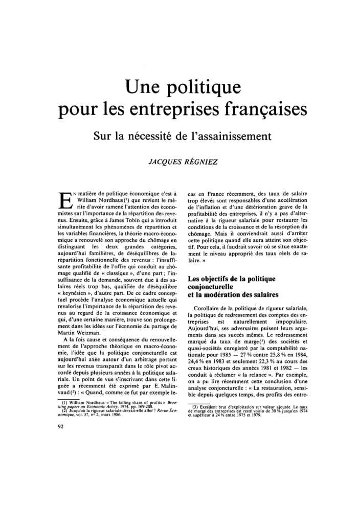 Une politique pour les entreprises françaises
 – page 1