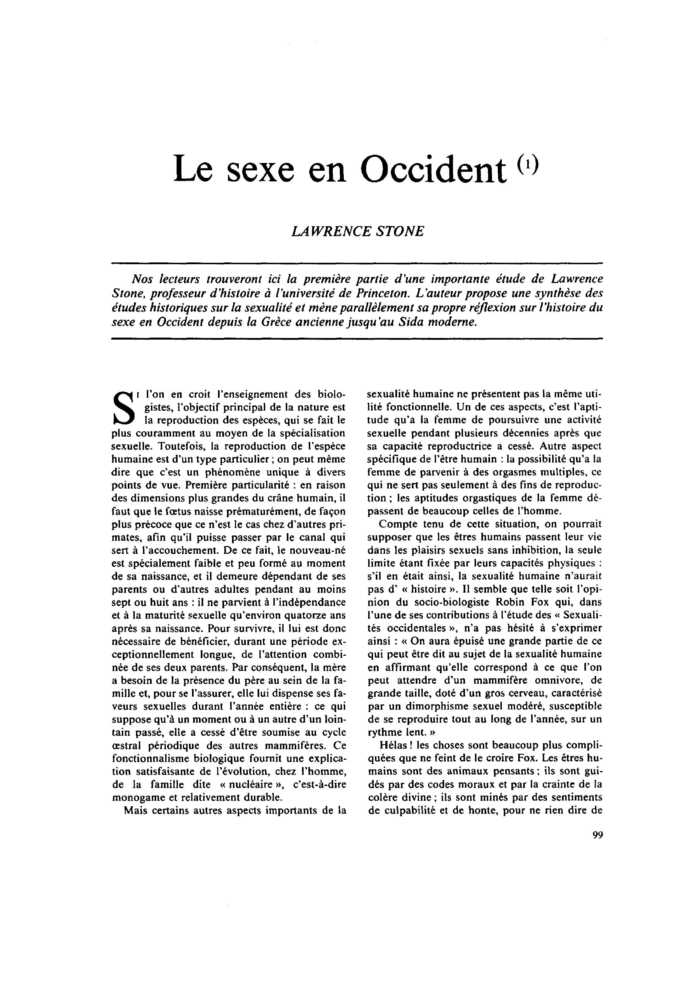 Le sexe en Occident (I)
 – page 1