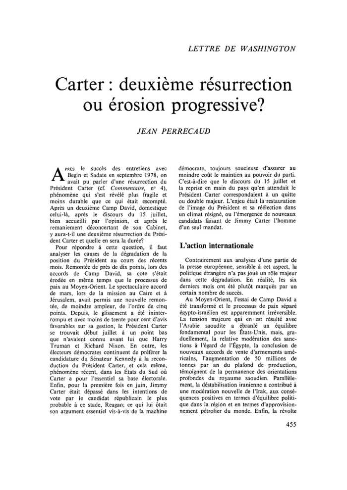 Carter : deuxième résurrection ou érosion progressive ?
 – page 1