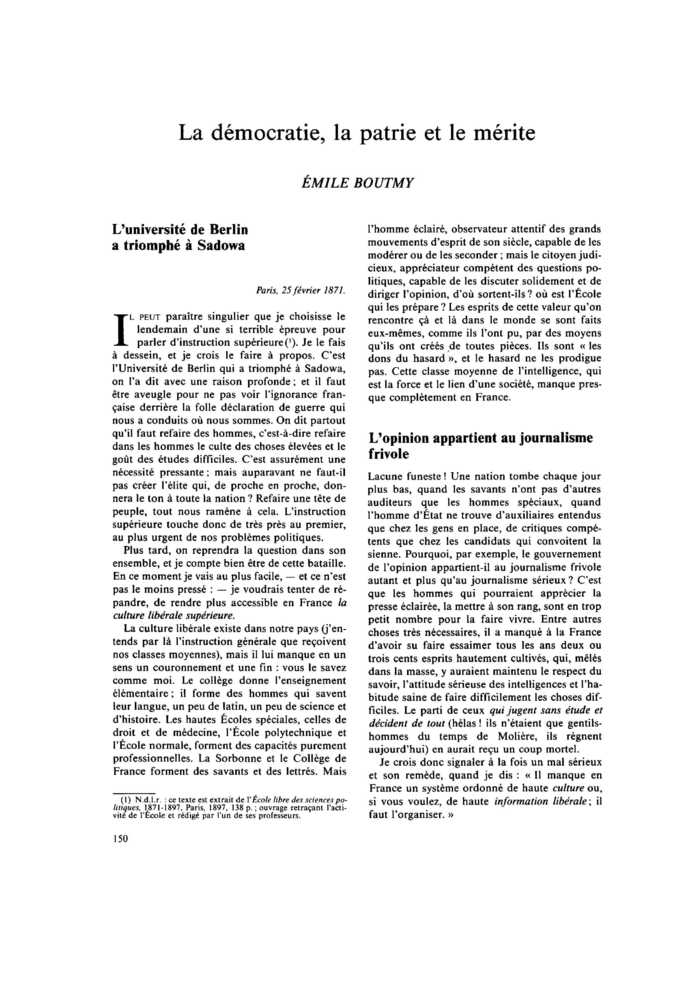 La démocratie, la patrie et le mérite
 – page 1