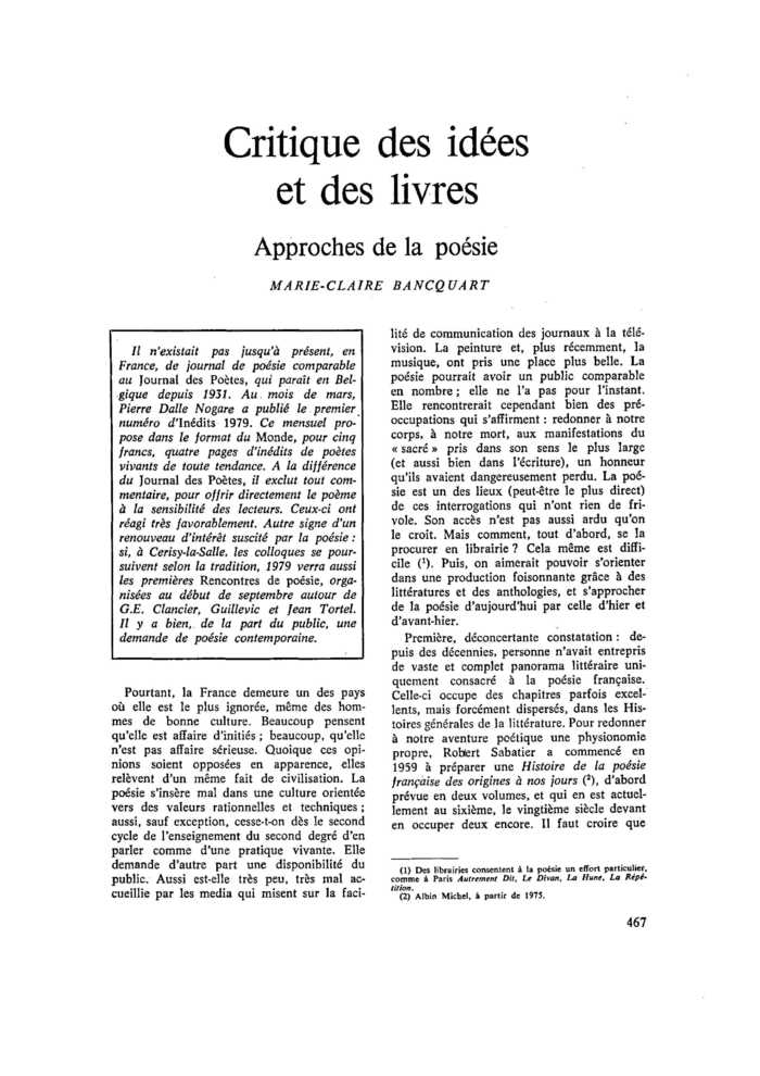 Approches de la poésie
 – page 1