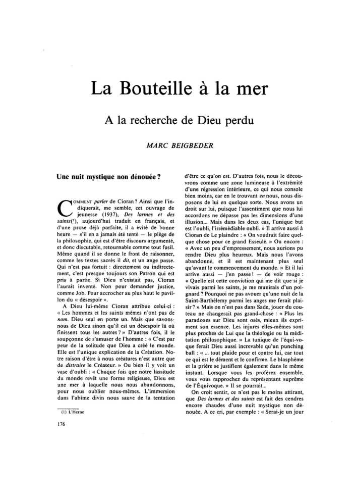 La Bouteille à la mer. À la recherche de Dieu perdu
 – page 1