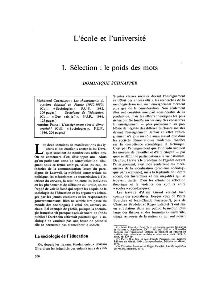 I. Sélection : le poids des mots
 – page 1