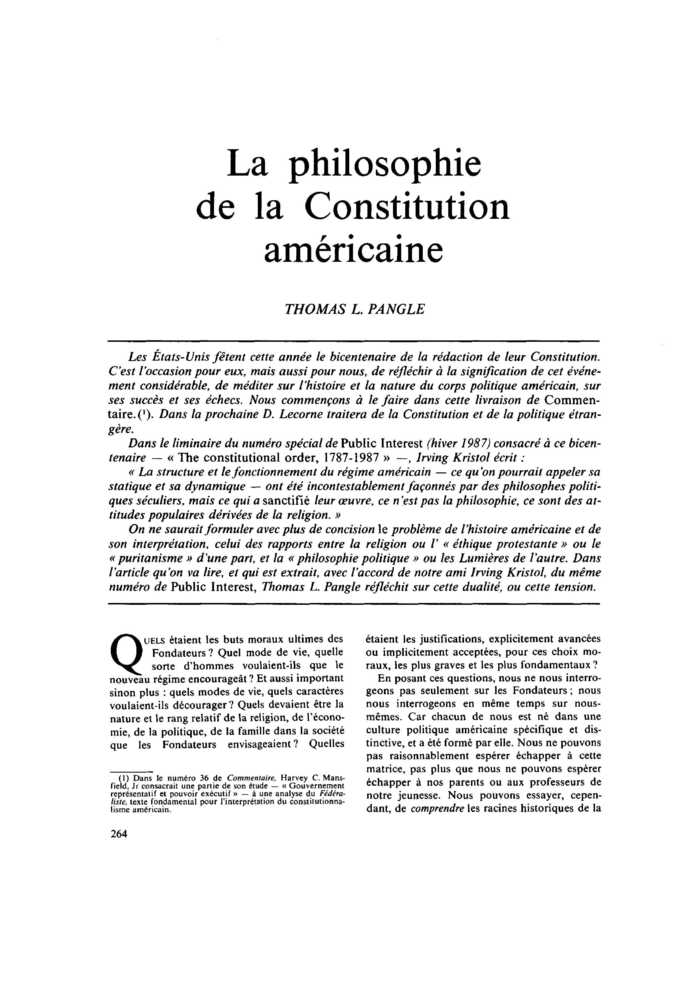 La philosophie de la Constitution américaine
 – page 1