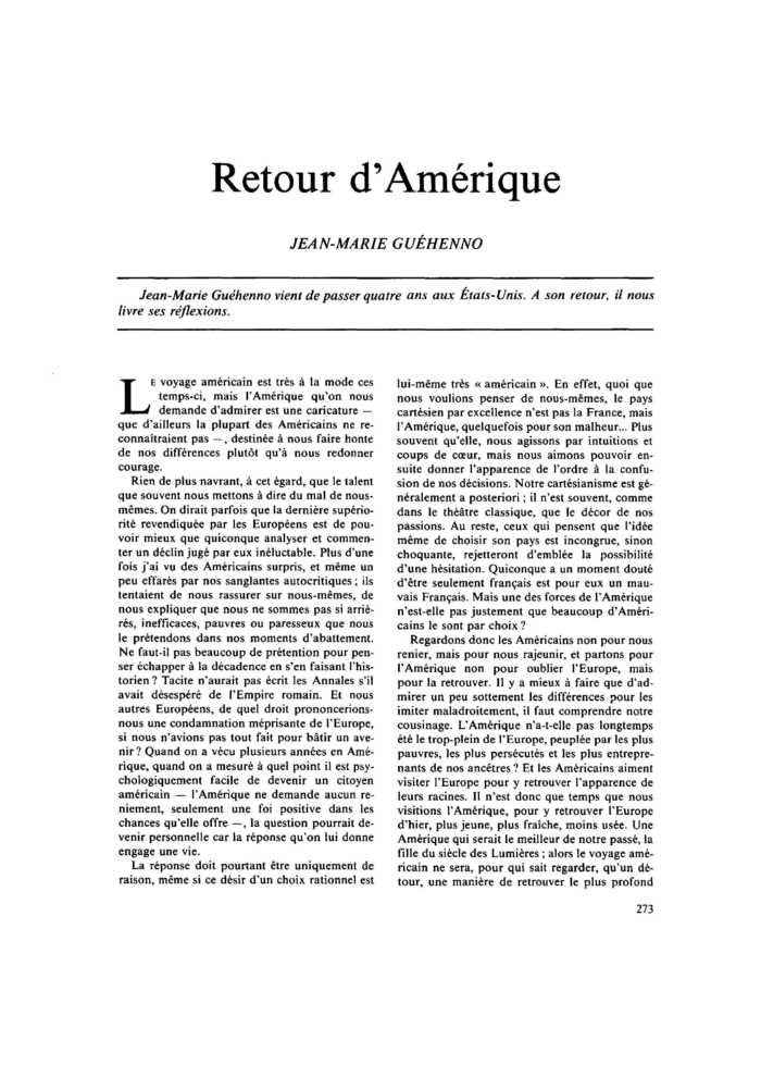 Retour d’Amérique
 – page 1