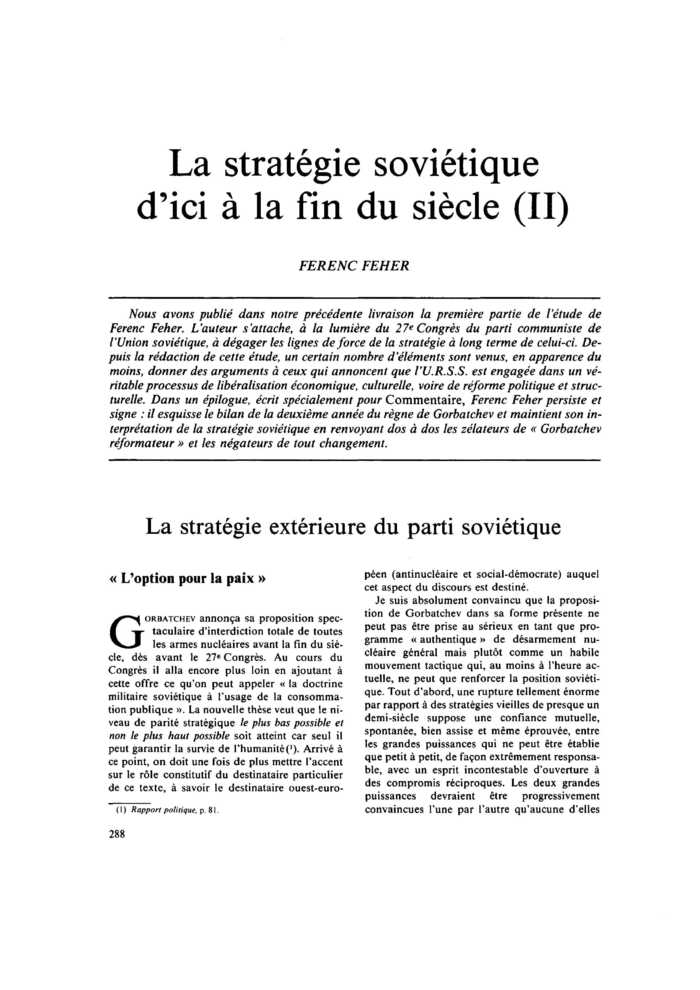 La stratégie soviétique d’ici à la fin du siècle (II)
 – page 1