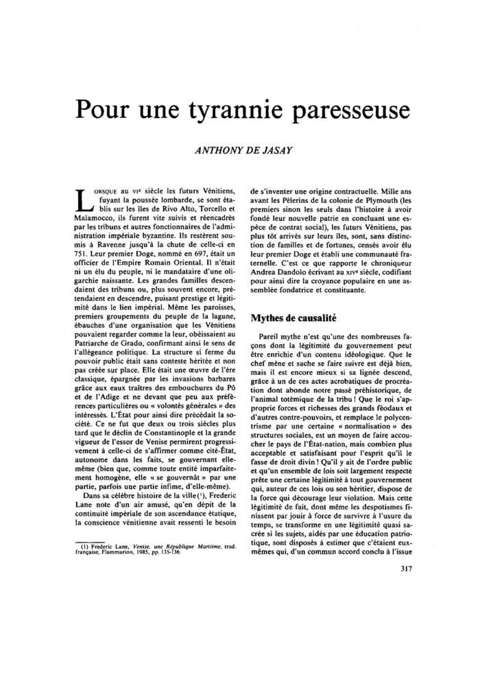 Pour une tyrannie paresseuse
 – page 1