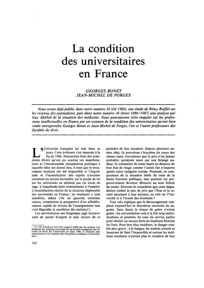 La condition des universitaires en France
 – page 1