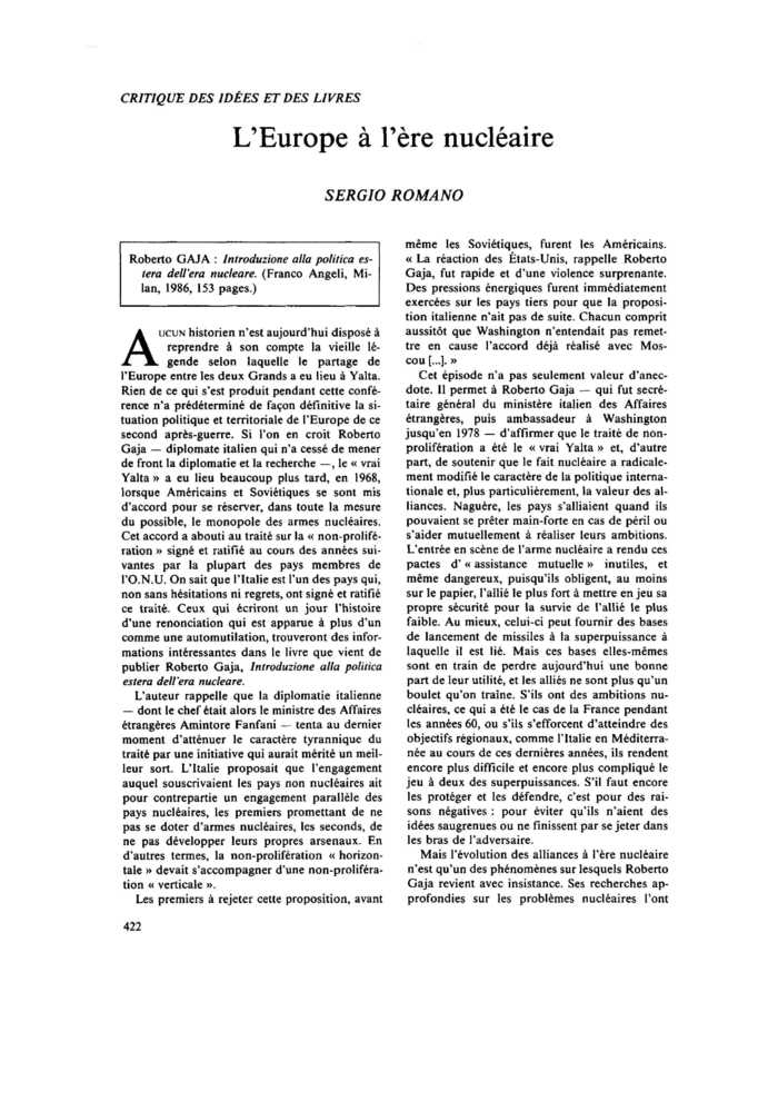 L’Europe à l’ère nucléaire
 – page 1
