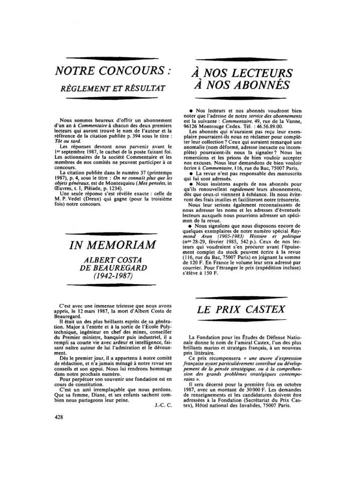 ALBERT COSTA DE BEAUREGARD (1942-1987)
 – page 1