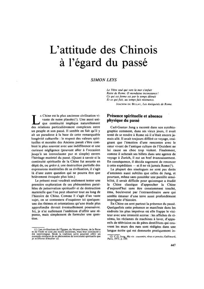 L’attitude des Chinois à l’égard du passé
 – page 1