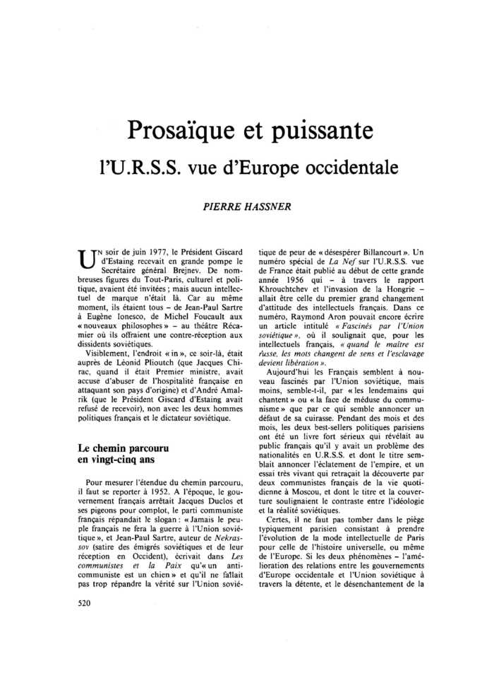 Prosaïque et puissante, l’U.R.S.S. vue d’Europe occidentale
 – page 1