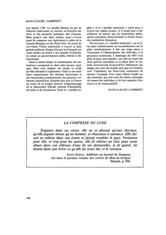 LA COMTESSE DU LUDE
 – page 1