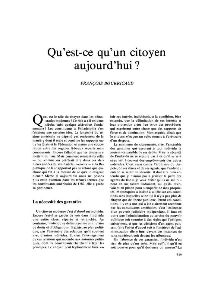 Qu’est-ce qu’un citoyen aujourd’hui ?
 – page 1