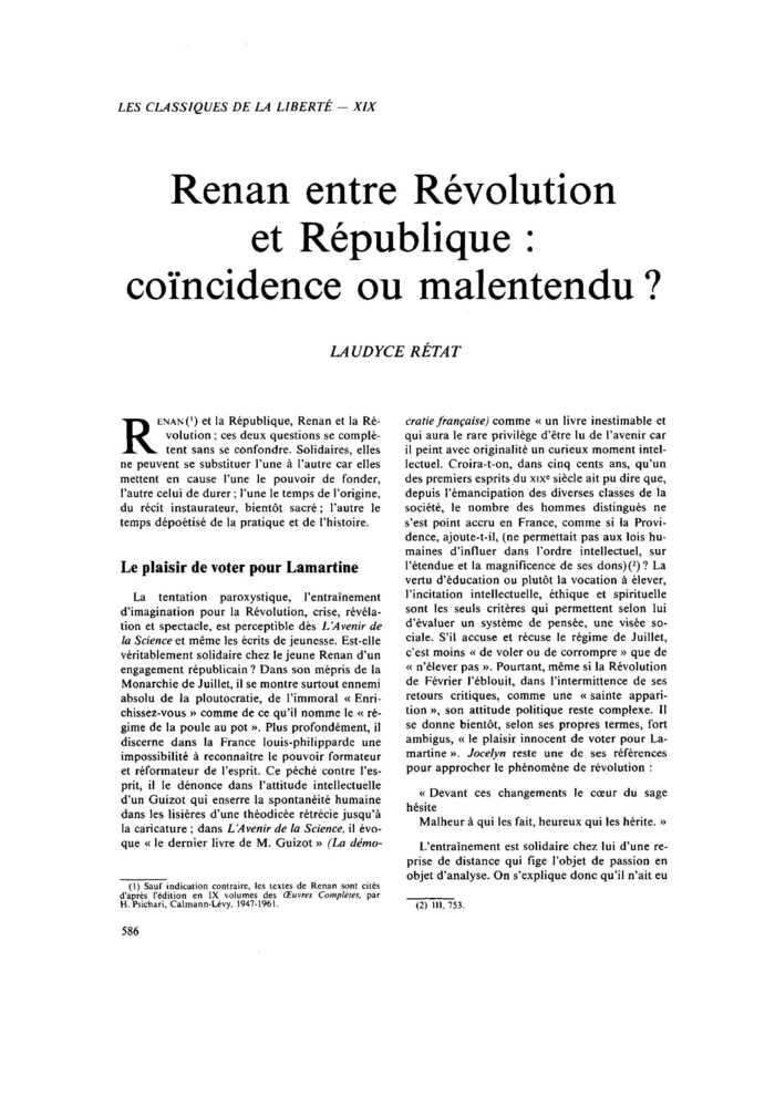 Renan entre Révolution et République : coïncidence ou malentendu ?
 – page 1