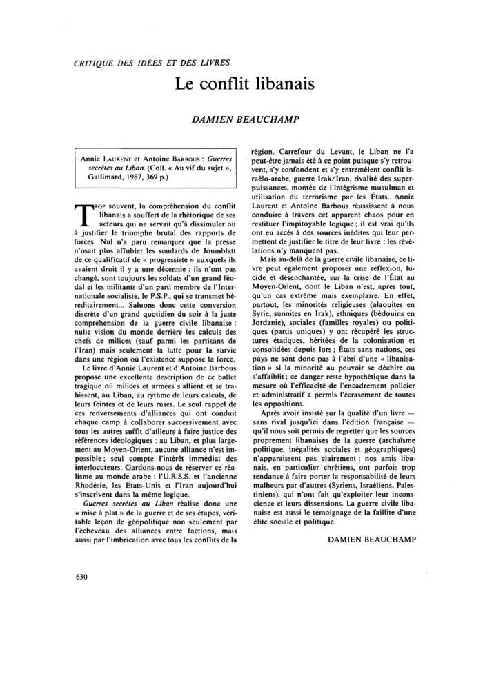 Le conflit libanais
 – page 1