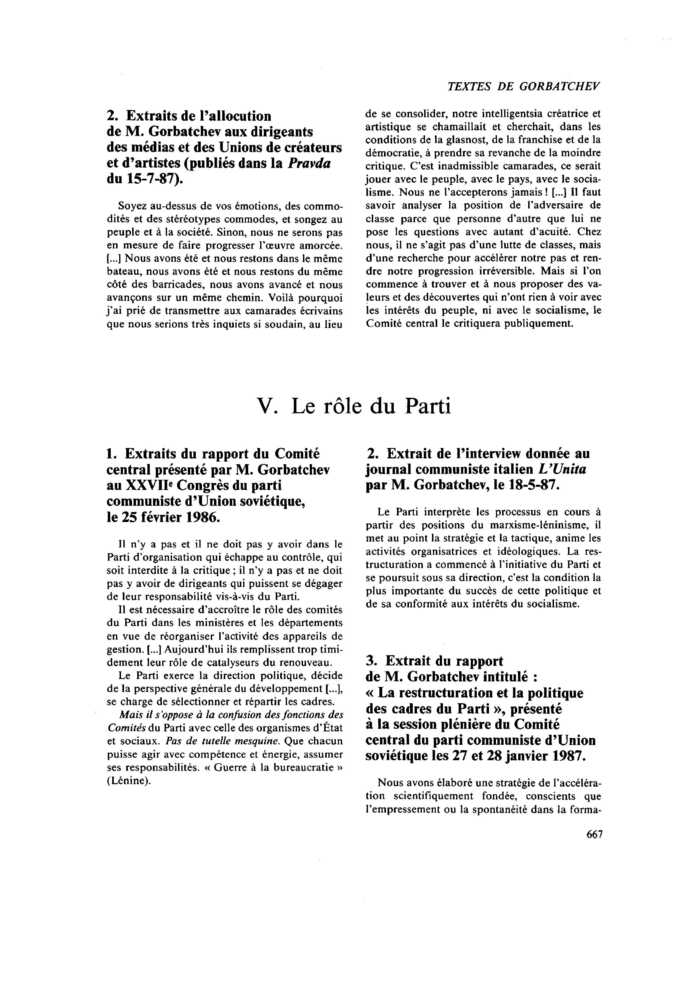 V. Le rôle du Parti
 – page 1