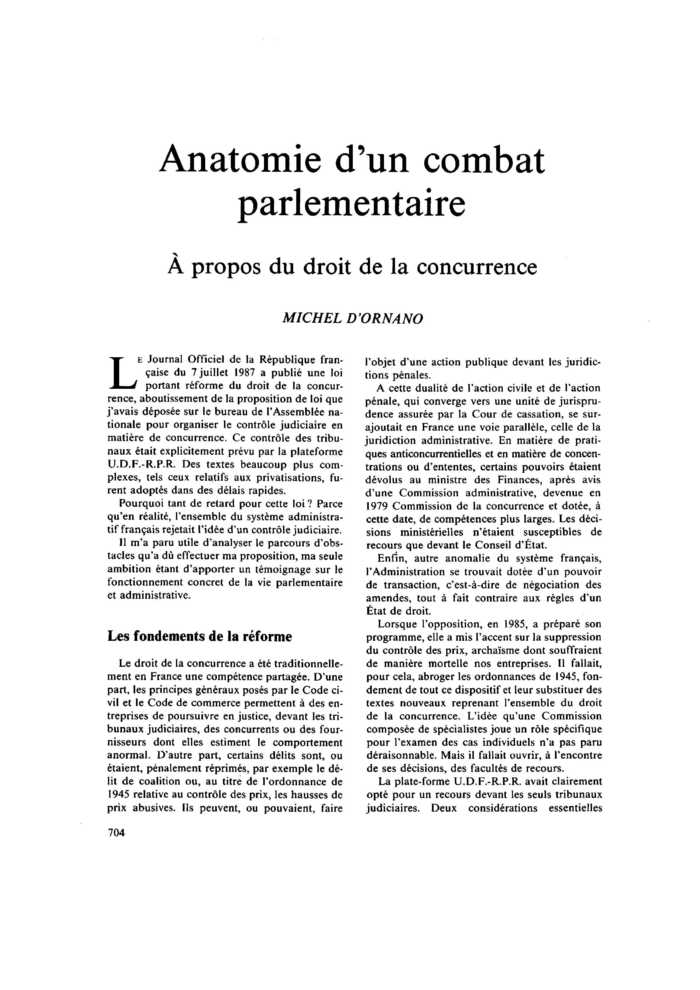 Anatomie d’un combat parlementaire. À propos du droit de la concurrence
 – page 1