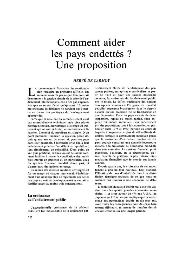 Comment aider les pays endettés ? Une proposition
 – page 1