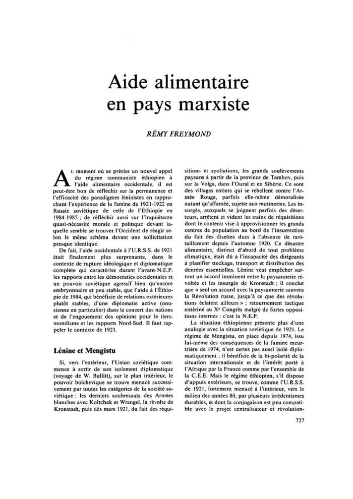 Aide alimentaire en pays marxiste
 – page 1