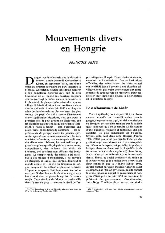 Mouvements divers en Hongrie
 – page 1