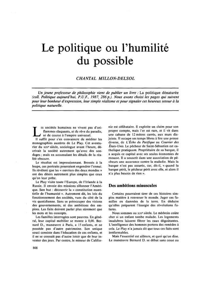 Le politique ou l’humilité du possible
 – page 1