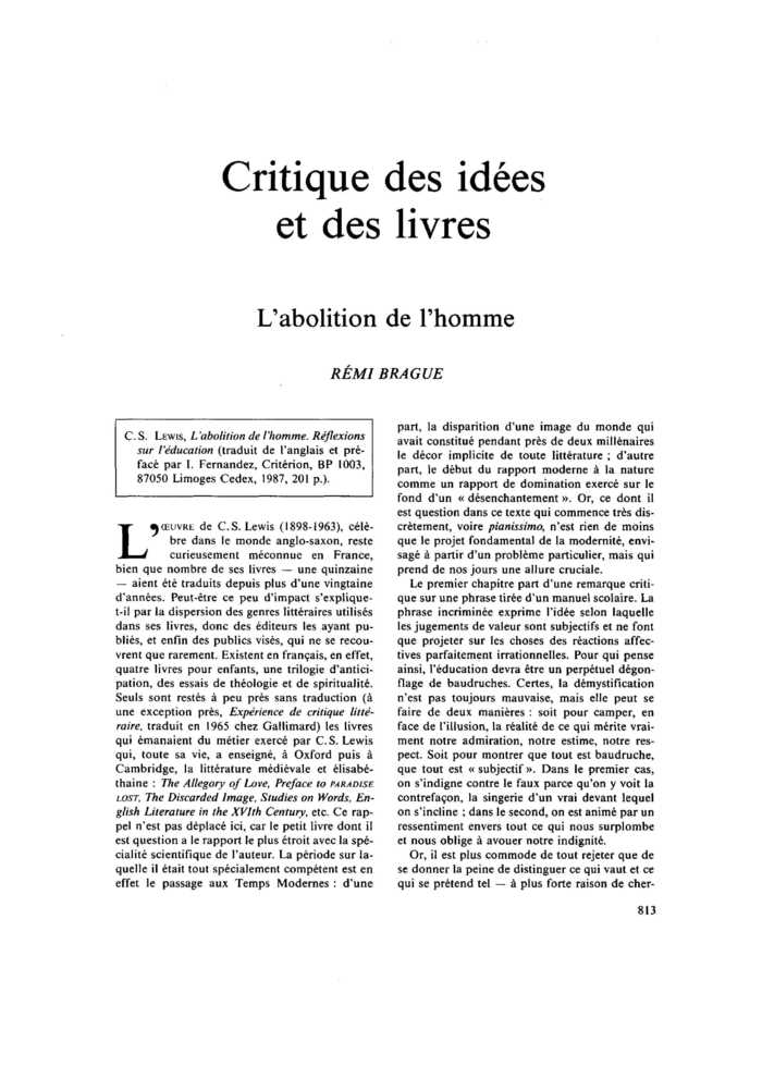 L’abolition de l’homme
 – page 1