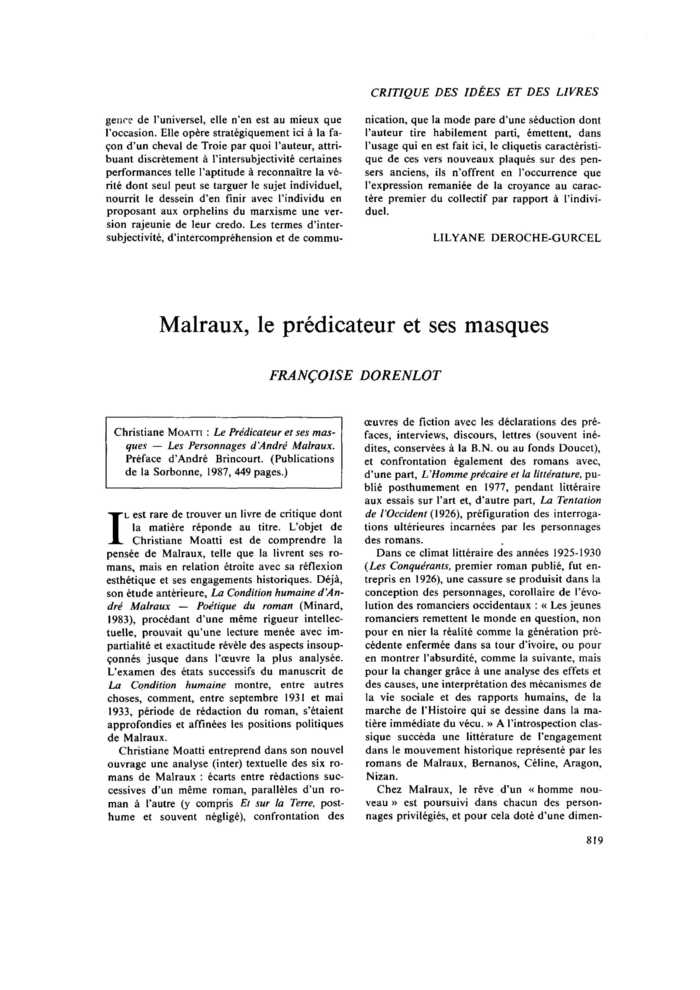 Malraux, le prédicateur et ses masques
 – page 1