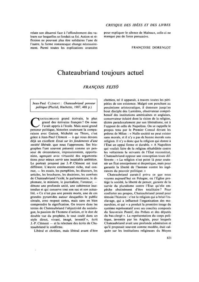 Chateaubriand toujours actuel
 – page 1