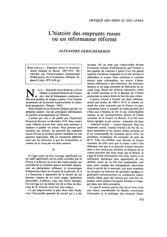 L’histoire des emprunts russes ou un réformateur réformé
 – page 1