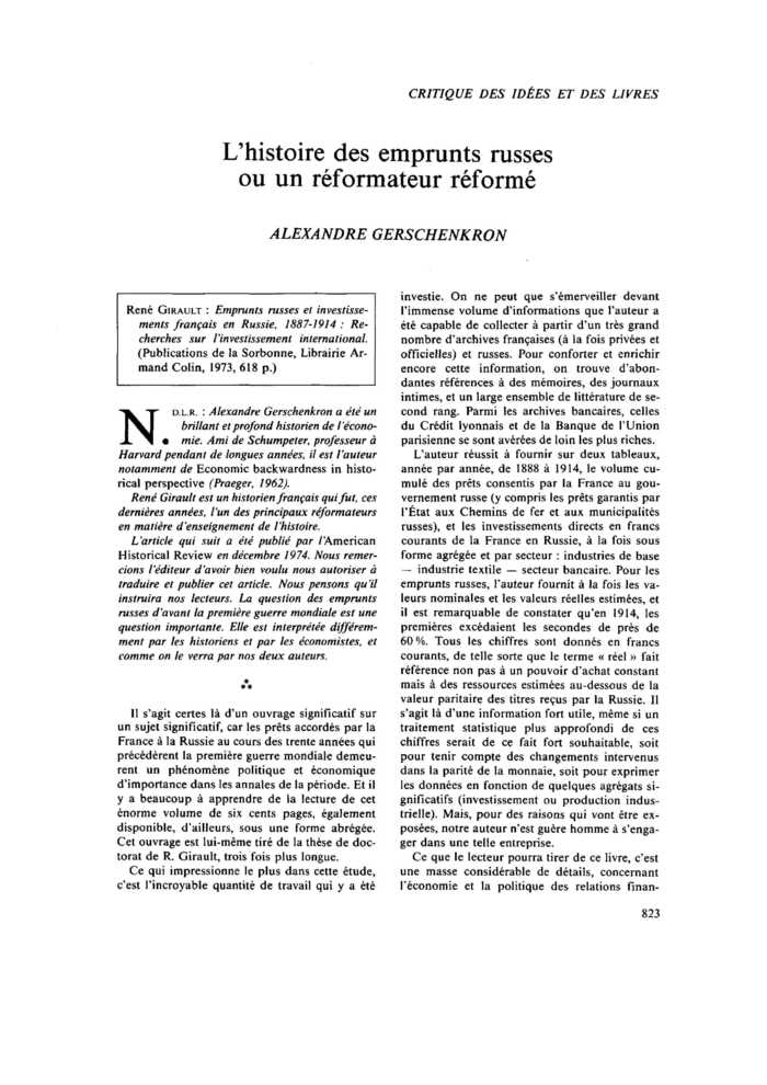 L’histoire des emprunts russes ou un réformateur réformé
 – page 1