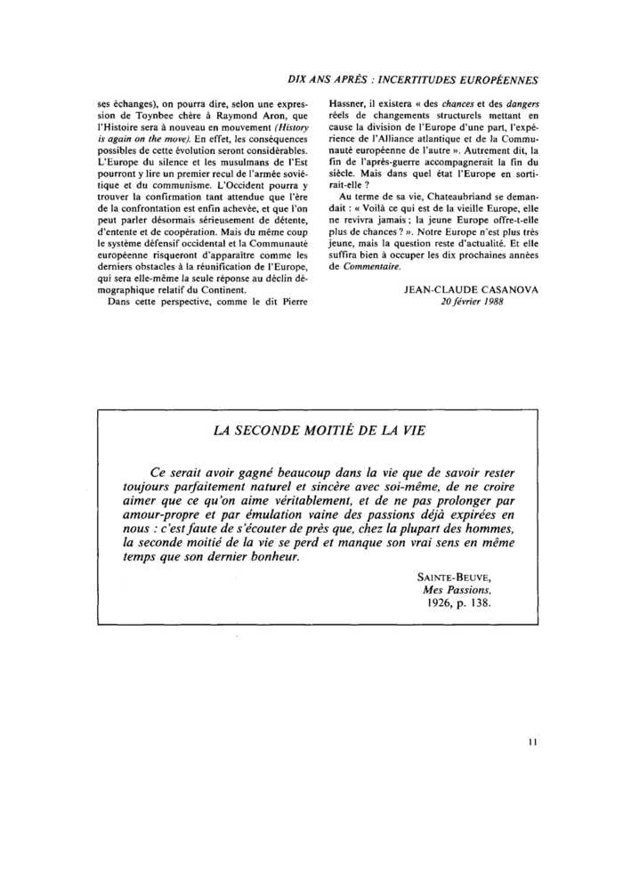 LA SECONDE MOITIÉ DE LA VIE
 – page 1