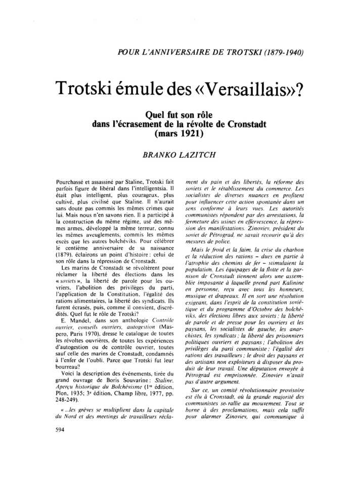 Trotski émule des « Versaillais » ?
 – page 1